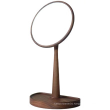 Classic Simple Natural Wood Makeup Tools Stand Mirror